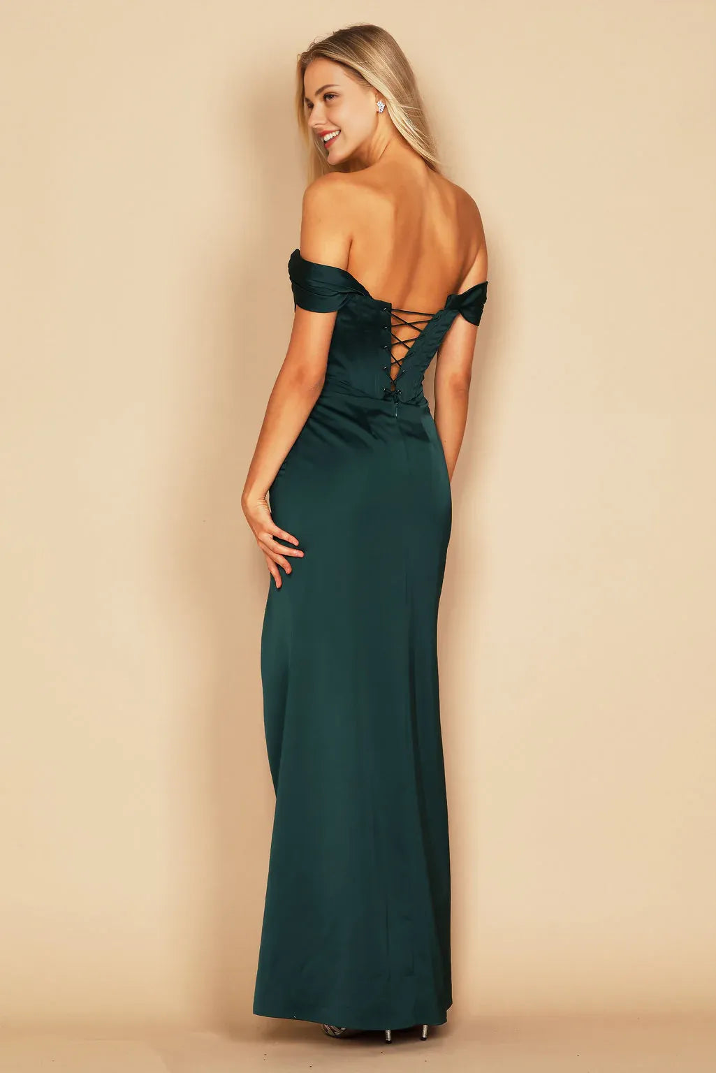 Weitese Dress Off Shoulder Pleated Corset Satin Formal Evening Dress Maxi Dress Sleeveless Sage Prom Dresses
